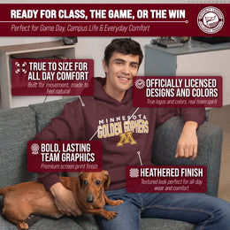 Minnesota Golden Gophers NCAA Adult Unisex Starting Fresh Heathered Hooded Fleece Sweatshirt - Maroon Heather