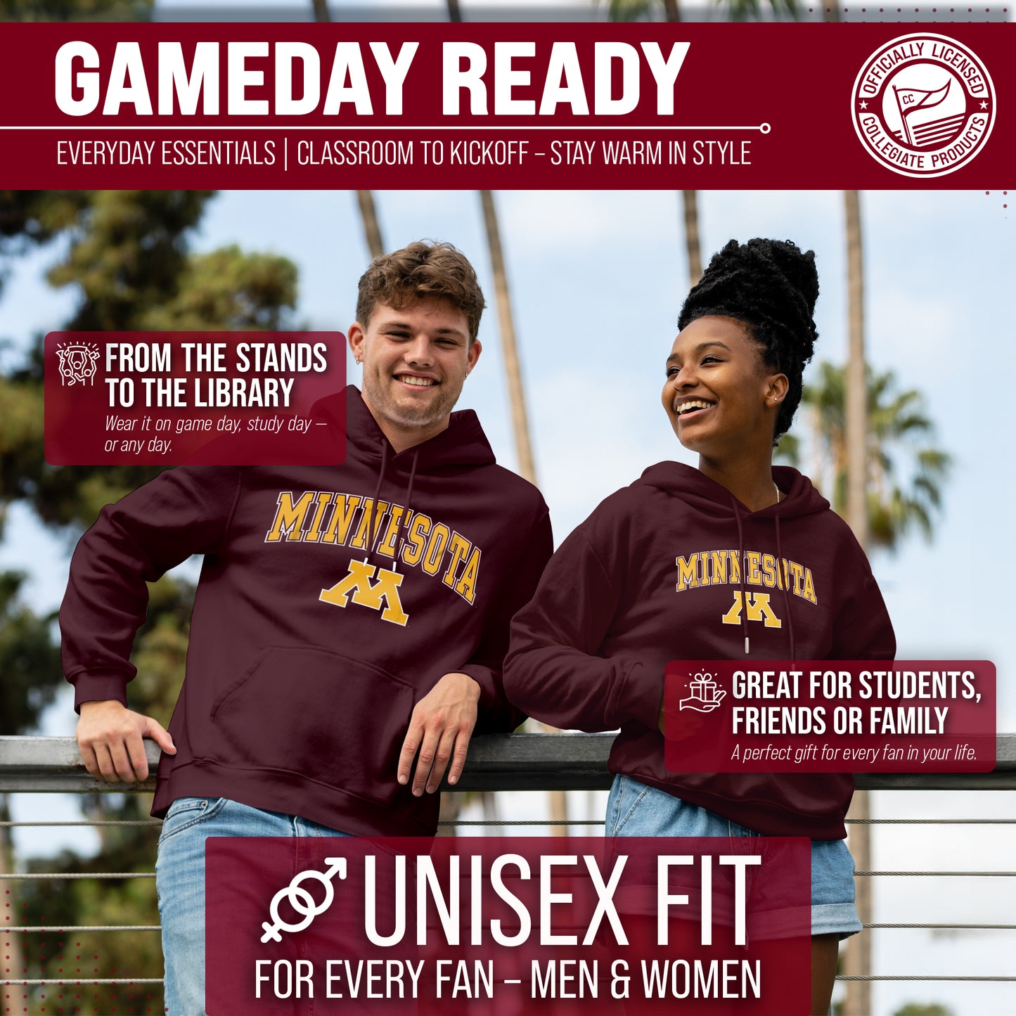 Minnesota Golden Gophers Adult Arch & Logo Soft Style Gameday Hooded Sweatshirt - Maroon