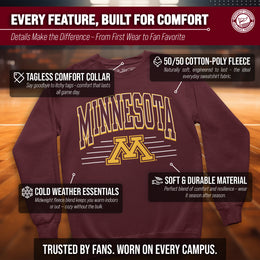 Minnesota Golden Gophers NCAA Adult Unisex Overtime Classics Crewneck Fleece Sweatshirt - Maroon