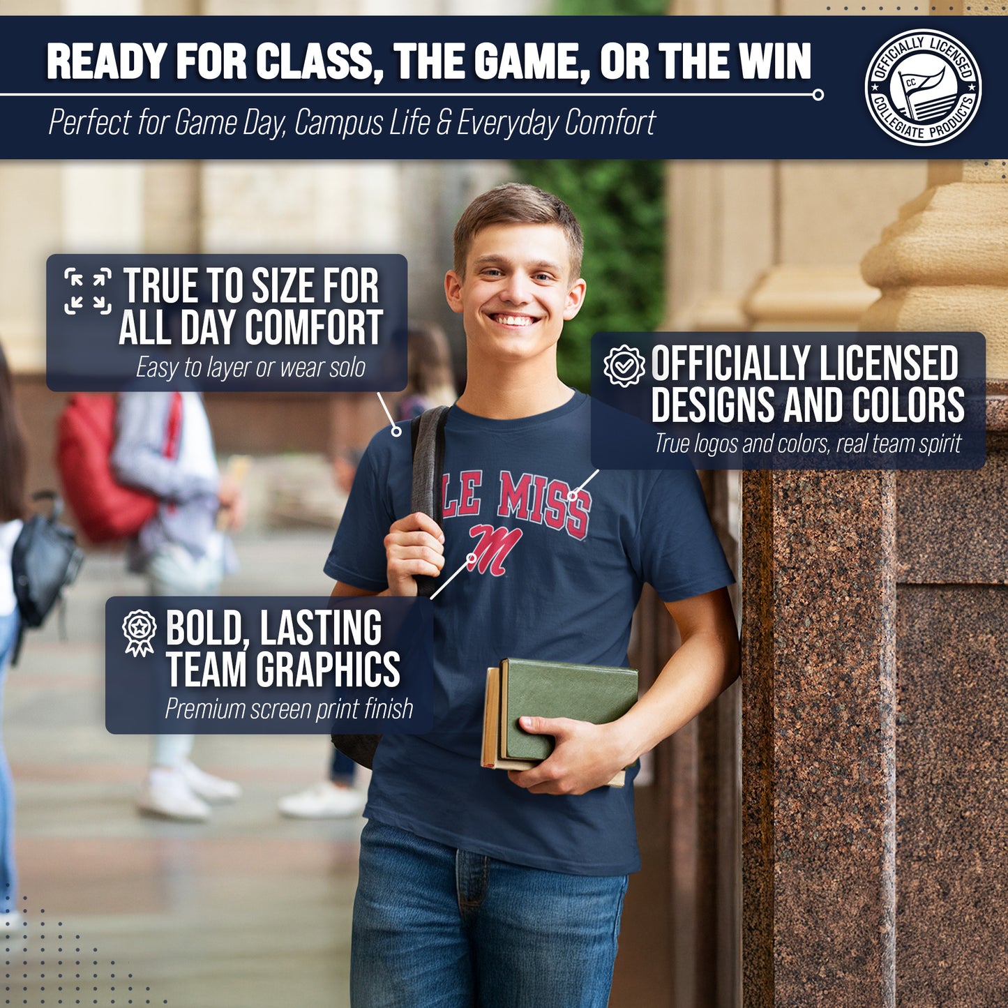 Ole Miss Rebels NCAA Adult Gameday Cotton T-Shirt - Navy