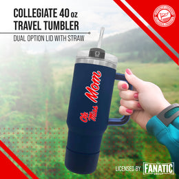 Ole Miss Rebels Collegiate 40oz Stainless Steel Travel Tumbler with Handle for Mom - Navy