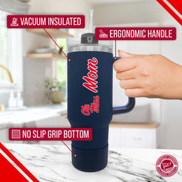 Ole Miss Rebels Collegiate 40oz Stainless Steel Travel Tumbler with Handle for Mom - Navy