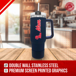 Ole Miss Rebels Collegiate 40oz Stainless Steel Travel Tumbler with Handle for Mom - Navy