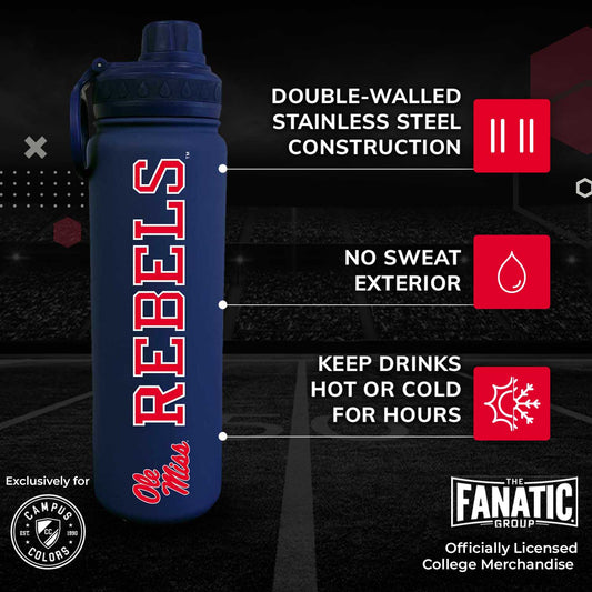 Ole Miss Rebels NCAA Stainless Steel Water Bottle - Royal