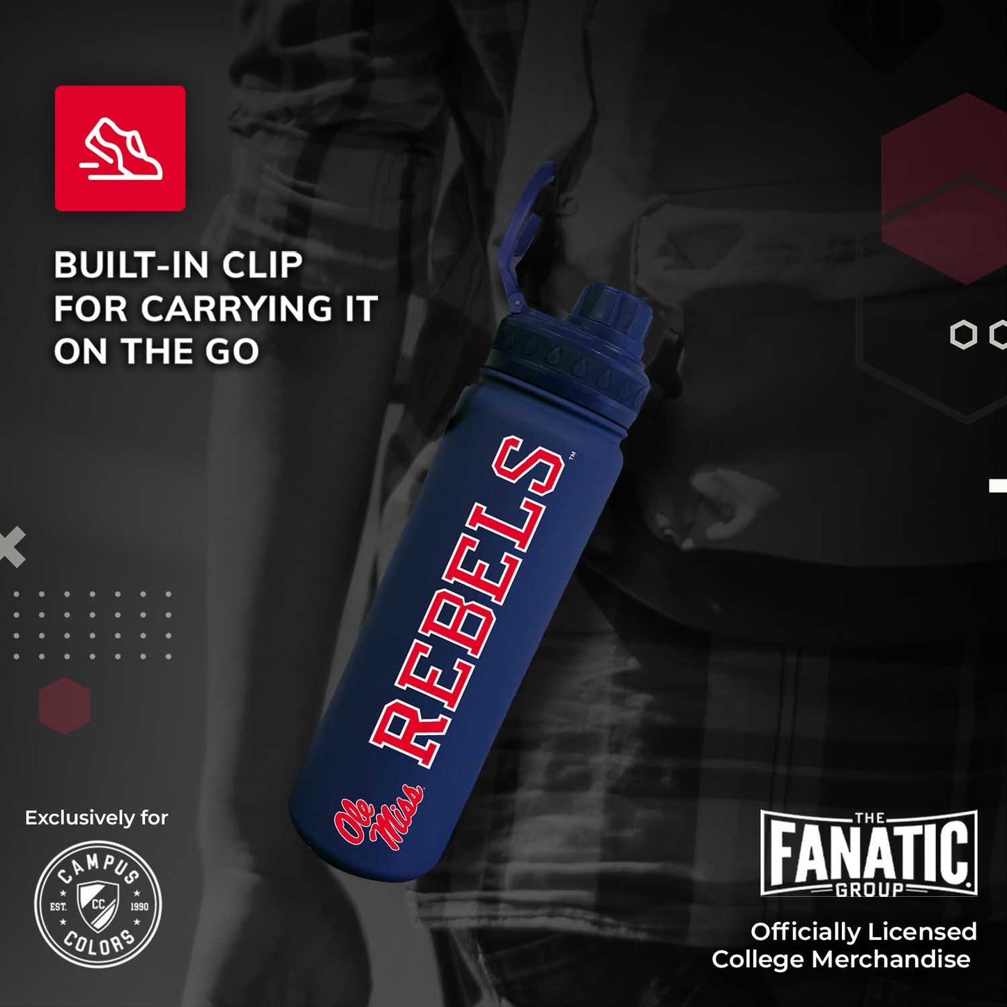 Ole Miss Rebels NCAA Stainless Steel Water Bottle - Royal