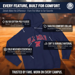 Ole Miss Rebels Adult Arch & Logo Soft Style Gameday Hooded Sweatshirt - Navy
