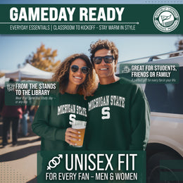 Michigan State Spartans Adult Arch & Logo Soft Style Gameday Crewneck Sweatshirt - Green