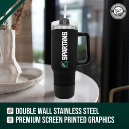 Michigan State Spartans College & University 40 oz Travel Tumbler With Handle - Black