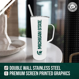 Michigan State Spartans NCAA Stainless Steel 20oz Roadie With Handle & Dual Option Lid With Straw - White