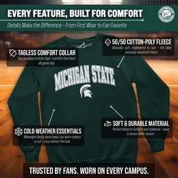 Michigan State Spartans NCAA Adult Tackle Twill Crewneck Sweatshirt - Green