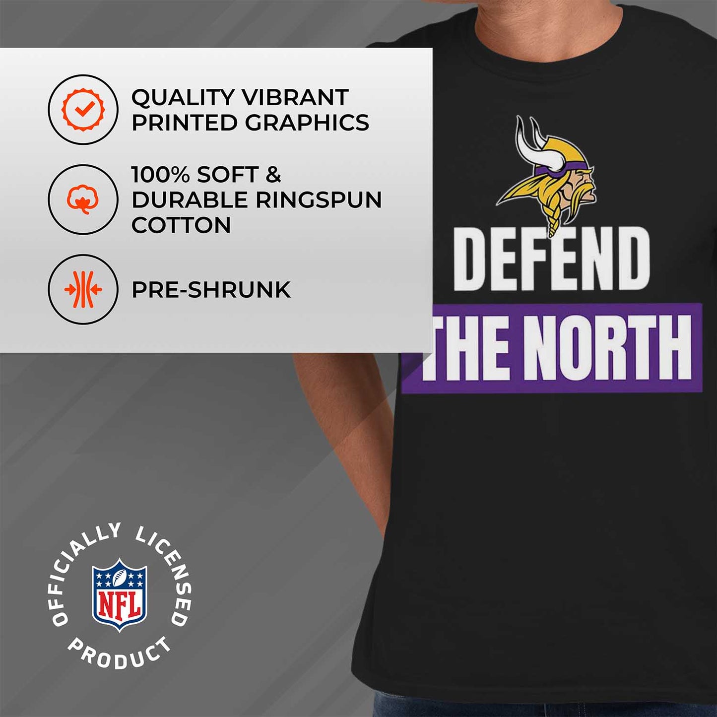 Minnesota Vikings NFL Adult Team Slogan Unisex T-Shirt - Black