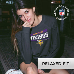 Minnesota Vikings NFL Womens Charcoal Crew Neck Football Apparel - Charcoal