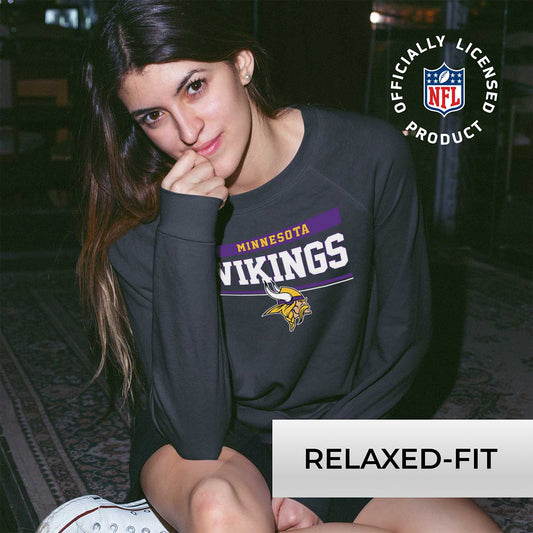 Minnesota Vikings NFL Womens Charcoal Crew Neck Football Apparel - Charcoal