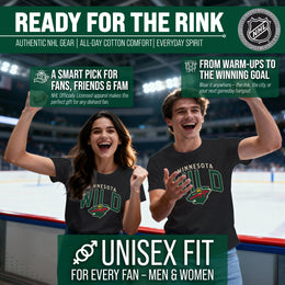 Minnesota Wild NHL Adult Powerplay Heathered Unisex T-Shirt - Black Heather