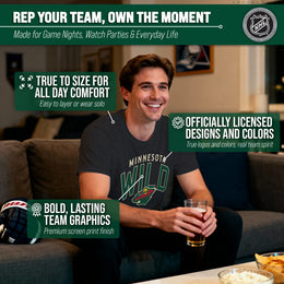 Minnesota Wild NHL Adult Powerplay Heathered Unisex T-Shirt - Black Heather