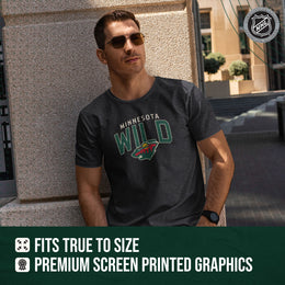 Minnesota Wild NHL Adult Powerplay Heathered Unisex T-Shirt - Black Heather