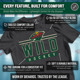 Minnesota Wild Adult NHL Heather Charcoal True Fan Hockey T-Shirt - Charcoal