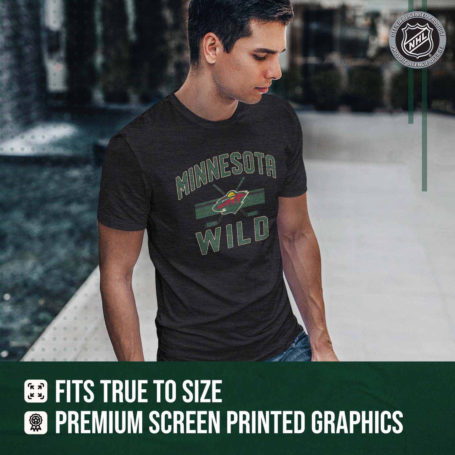 Minnesota Wild NHL Adult Faceoff Tag-Less T-Shirt - Black