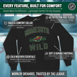 Minnesota Wild Adult NHL Faceoff Hockey Fleece Crewneck Sweatshirt - Black