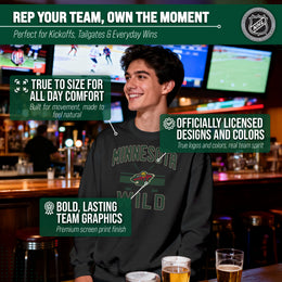 Minnesota Wild Adult NHL Faceoff Hockey Fleece Crewneck Sweatshirt - Black