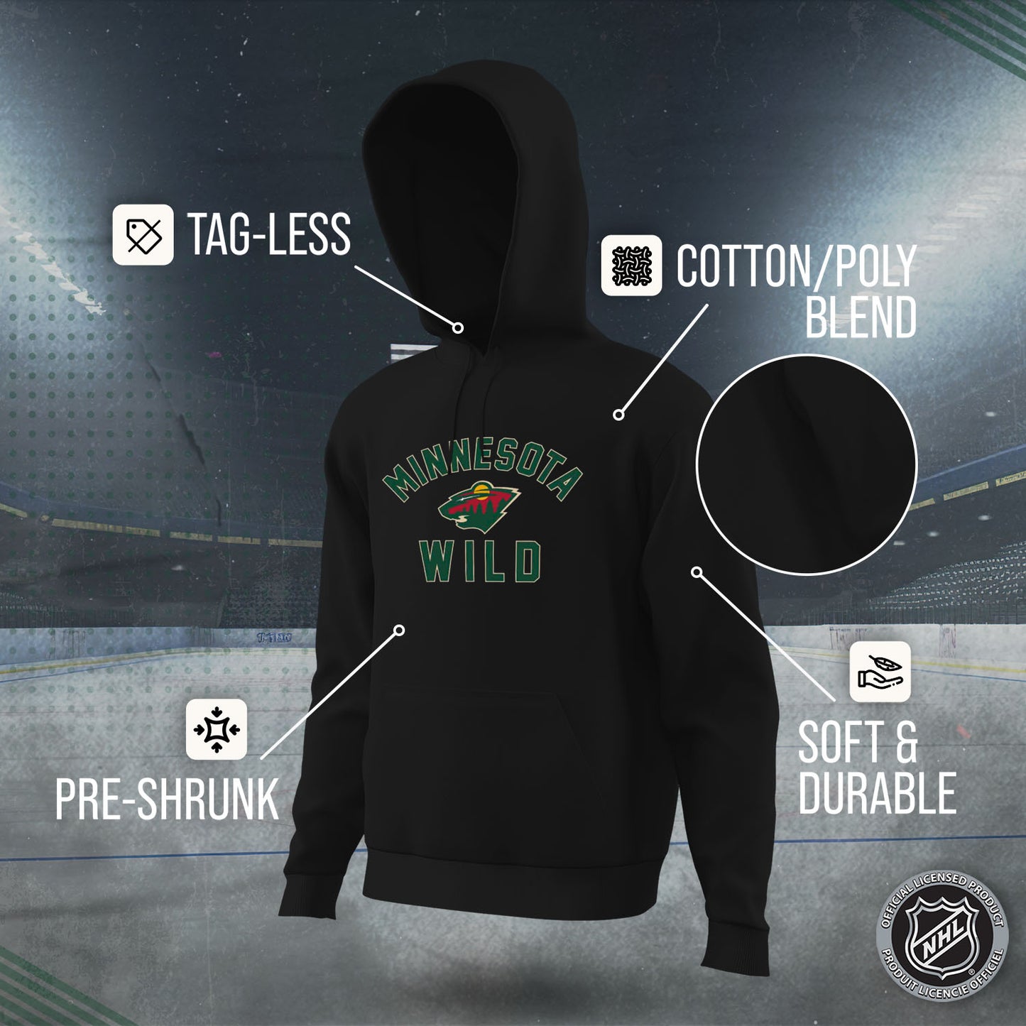 Minnesota Wild Adult NHL Gameday Hooded Sweatshirt - Black