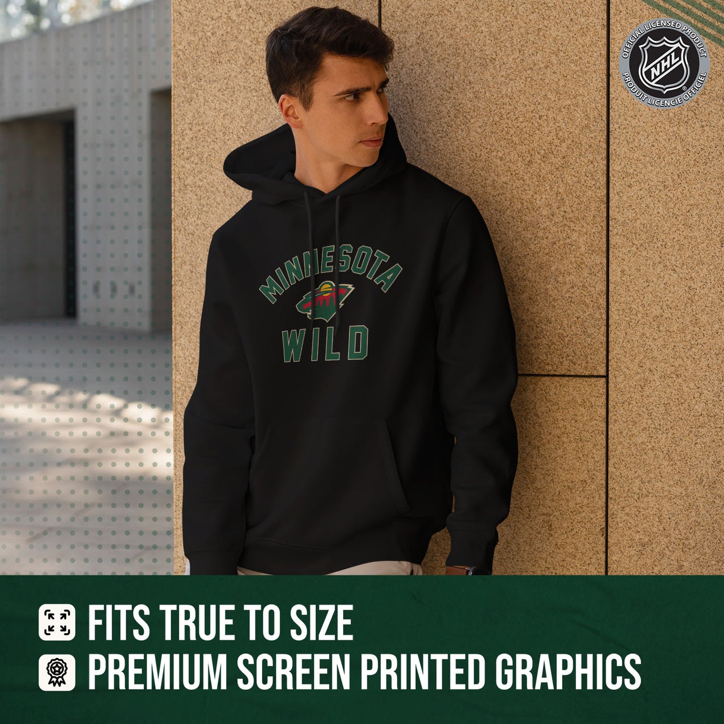 Minnesota Wild Adult NHL Gameday Hooded Sweatshirt - Black