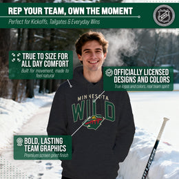 Minnesota Wild NHL Adult Unisex Powerplay Hooded Sweatshirt - Black Heather