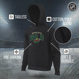 Minnesota Wild NHL Adult Unisex Powerplay Hooded Sweatshirt - Black Heather