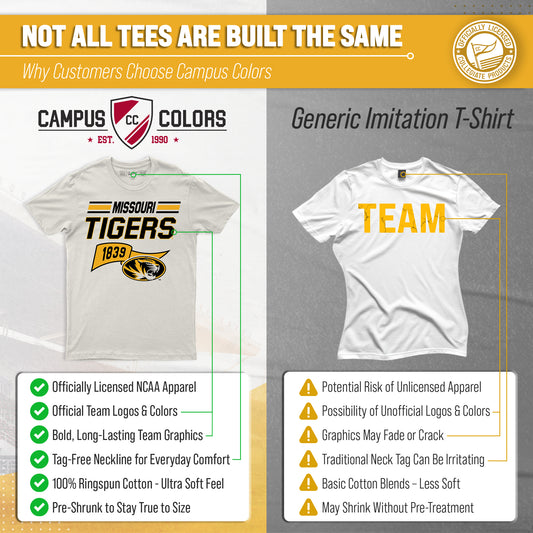 Missouri Tigers NCAA Adult Unisex Varsity Club Pennant T-Shirt Tag-Less - Off White