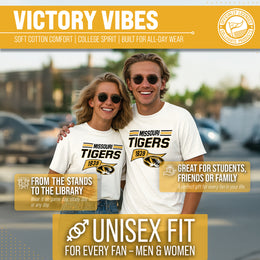 Missouri Tigers NCAA Adult Unisex Varsity Club Pennant T-Shirt Tag-Less - Off White