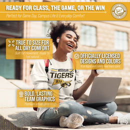 Missouri Tigers NCAA Adult Unisex Varsity Club Pennant Crewneck Fleece Sweatshirt - Off White