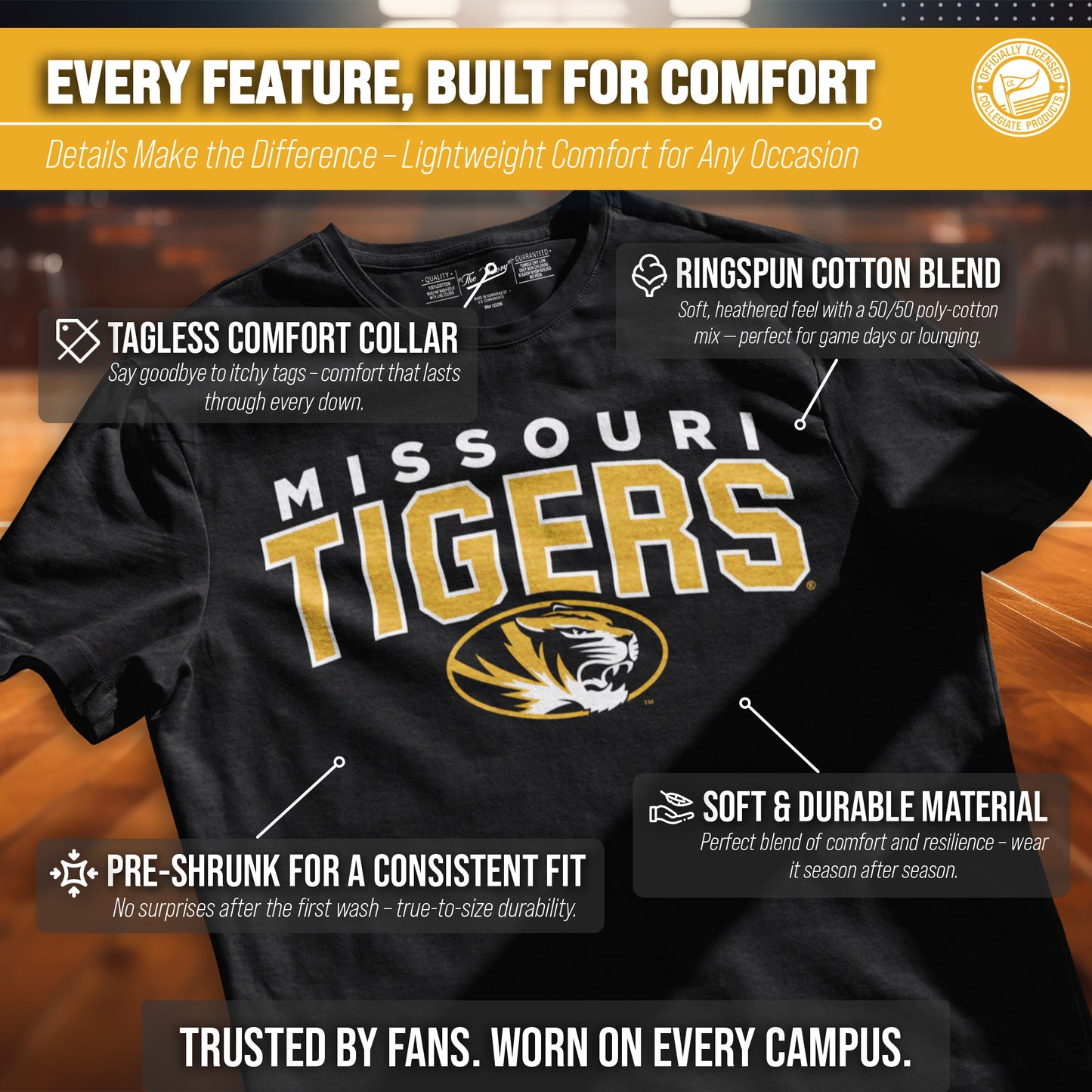 Missouri Tigers NCAA Adult Unisex Starting Fresh T-Shirt - Black Heather
