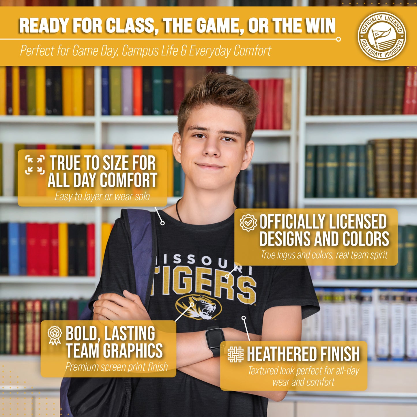 Missouri Tigers NCAA Adult Unisex Starting Fresh T-Shirt - Black Heather