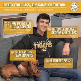 Missouri Tigers NCAA Adult Unisex Starting Fresh Heathered Hooded Fleece Sweatshirt - Black Heather