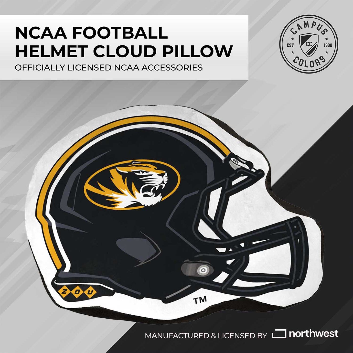 Missouri Tigers NCAA Helmet Super Soft Football Pillow - Black