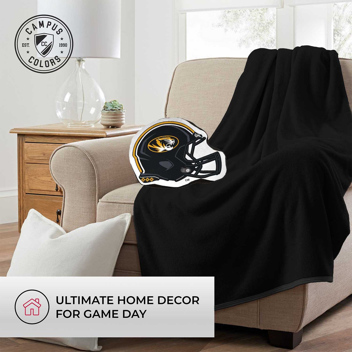 Missouri Tigers NCAA Helmet Super Soft Football Pillow - Black