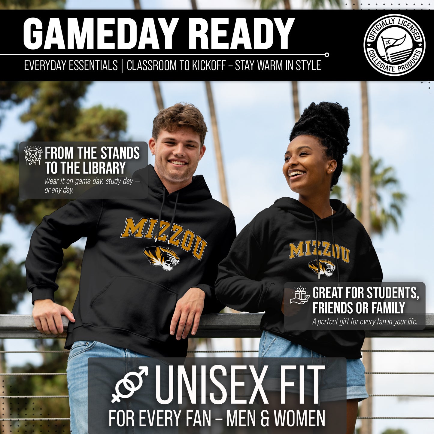 Missouri Tigers Adult Arch & Logo Soft Style Gameday Hooded Sweatshirt - Black