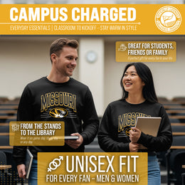Missouri Tigers NCAA Adult Unisex Overtime Classics Crewneck Fleece Sweatshirt - Black