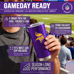 Minnesota Vikings NFL 20oz Gameday Stainless Steel Tumbler - Purple