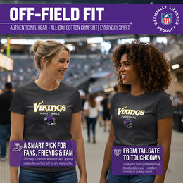 Minnesota Vikings Women's NFL Football Helmet Short Sleeve Tagless T-Shirt - Charcoal