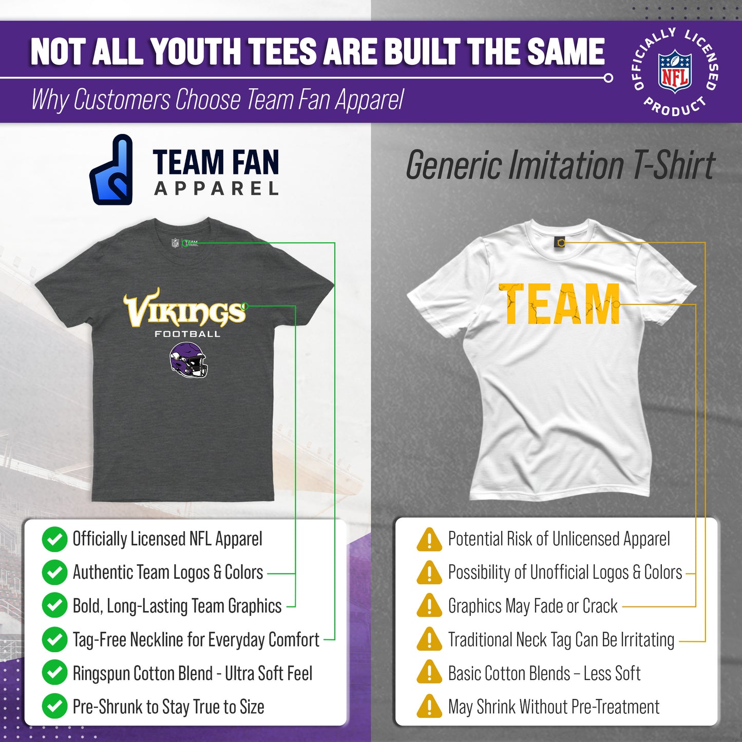 Minnesota Vikings NFL Youth Football Helmet Tagless T-Shirt - Charcoal