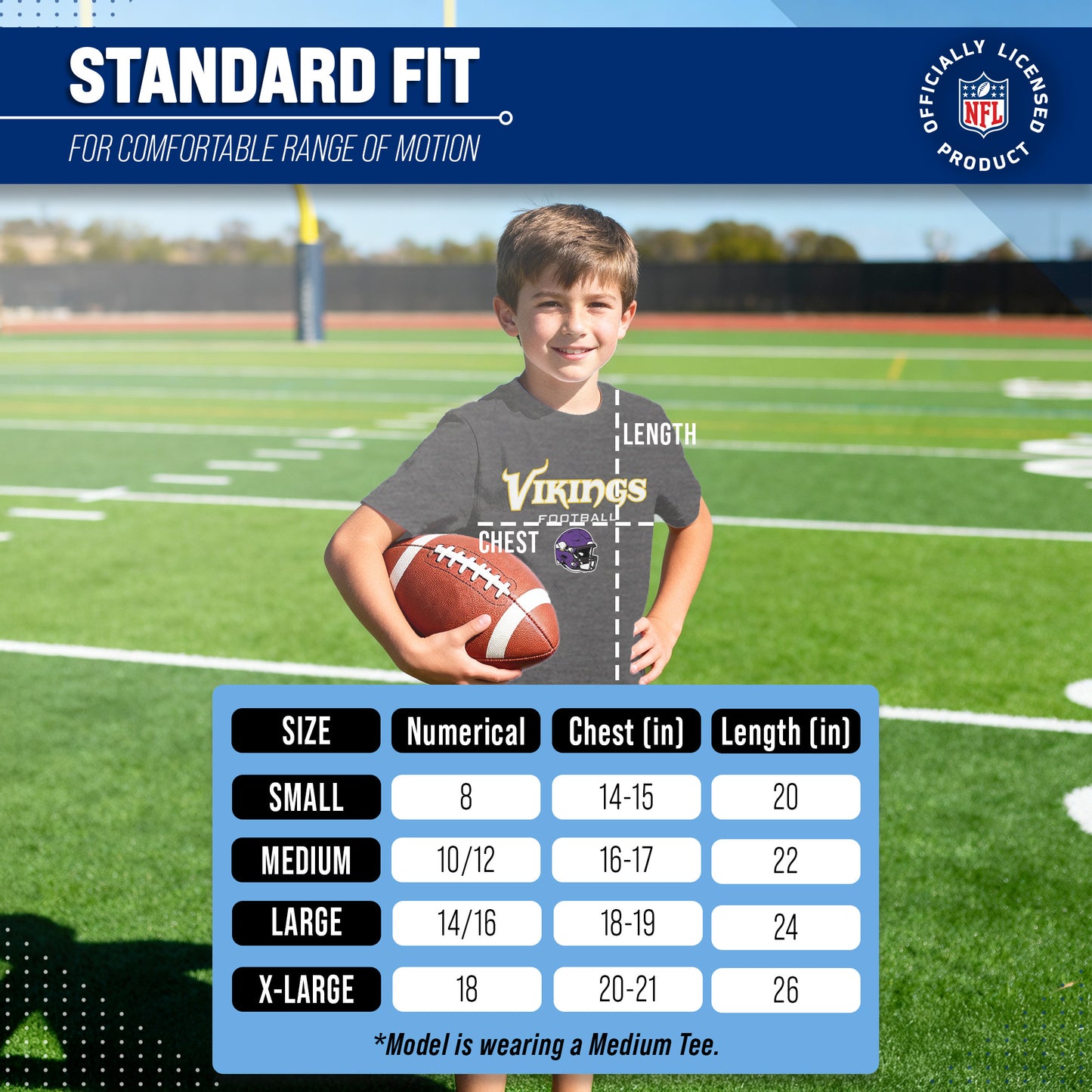 Minnesota Vikings NFL Youth Football Helmet Tagless T-Shirt - Charcoal