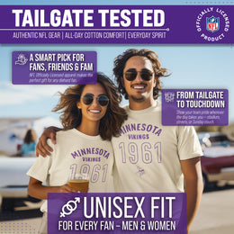 Minnesota Vikings NFL Adult Big Date Tag-Less T-Shirt - Natural