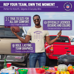 Minnesota Vikings NFL Adult Big Date Tag-Less T-Shirt - Natural