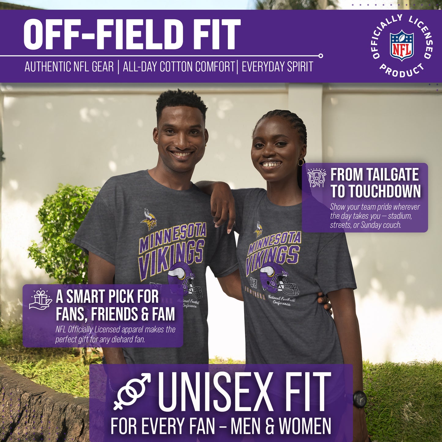 Minnesota Vikings NFL Adult Distressed Helmet Tag-Less T-Shirt - Heather Charcoal