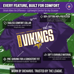 Minnesota Vikings NFL Adult Modern Endzone Tag-Less T-Shirt - Purple