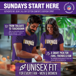 Minnesota Vikings NFL Adult Modern Endzone Tag-Less T-Shirt - Purple