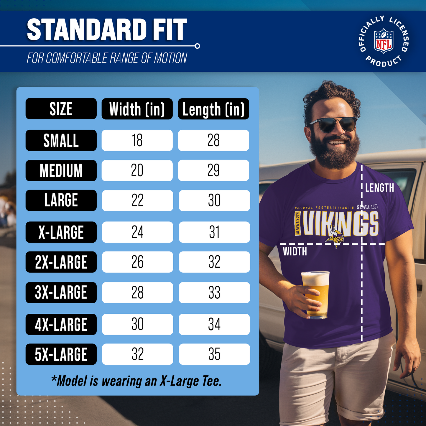 Minnesota Vikings NFL Adult Modern Endzone Tag-Less T-Shirt - Purple