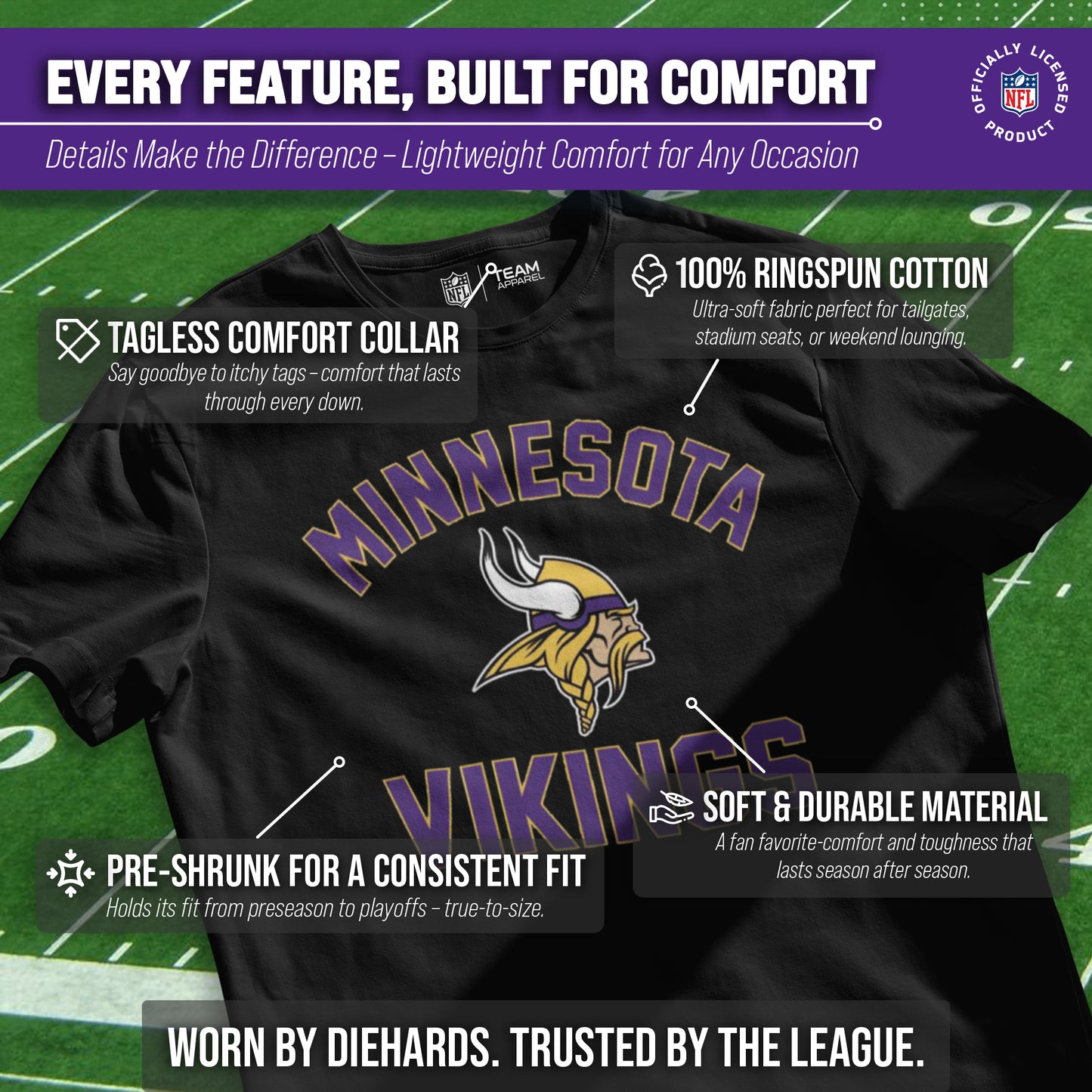 Minnesota Vikings NFL Adult Gameday T-Shirt - Black