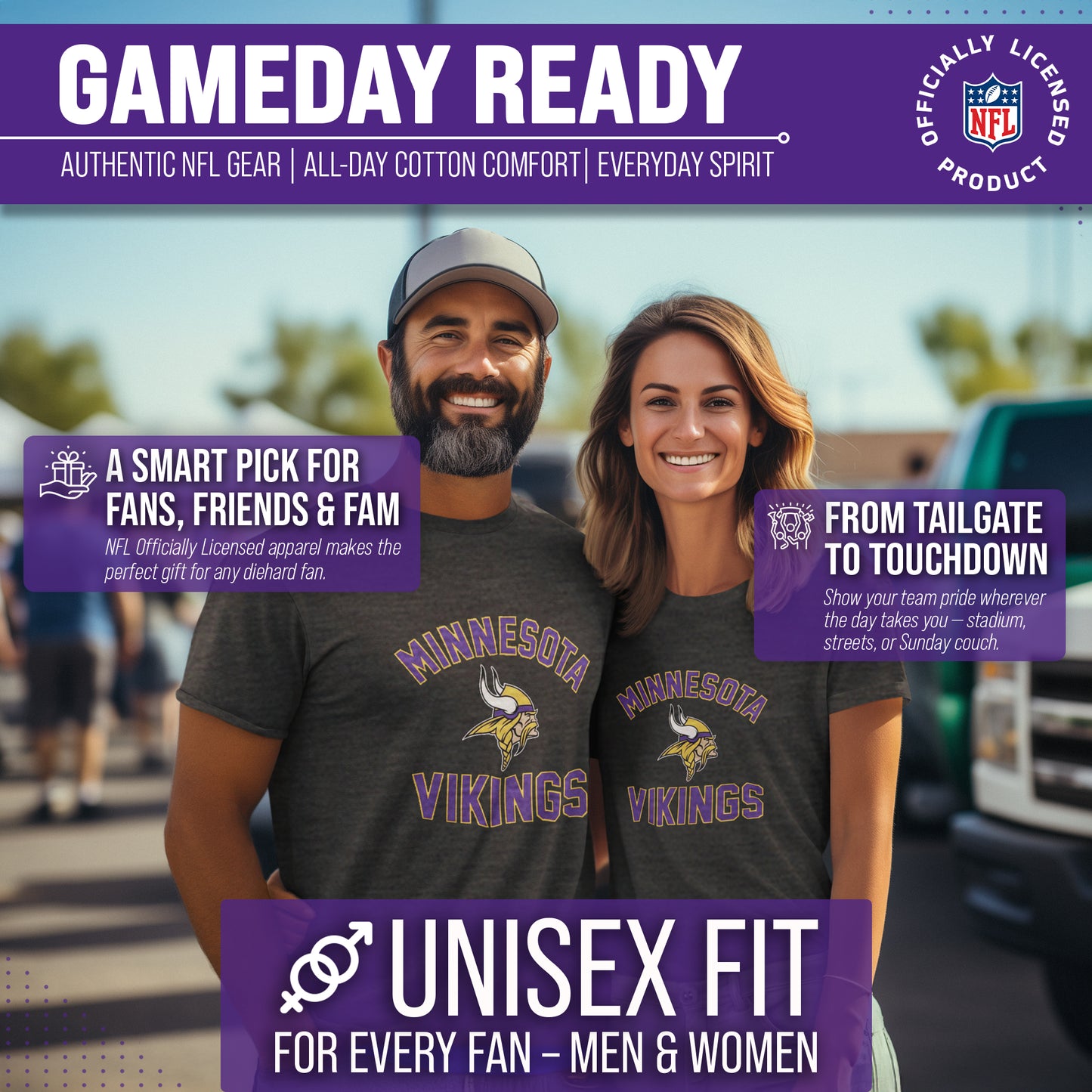 Minnesota Vikings NFL Adult Gameday T-Shirt - Gray